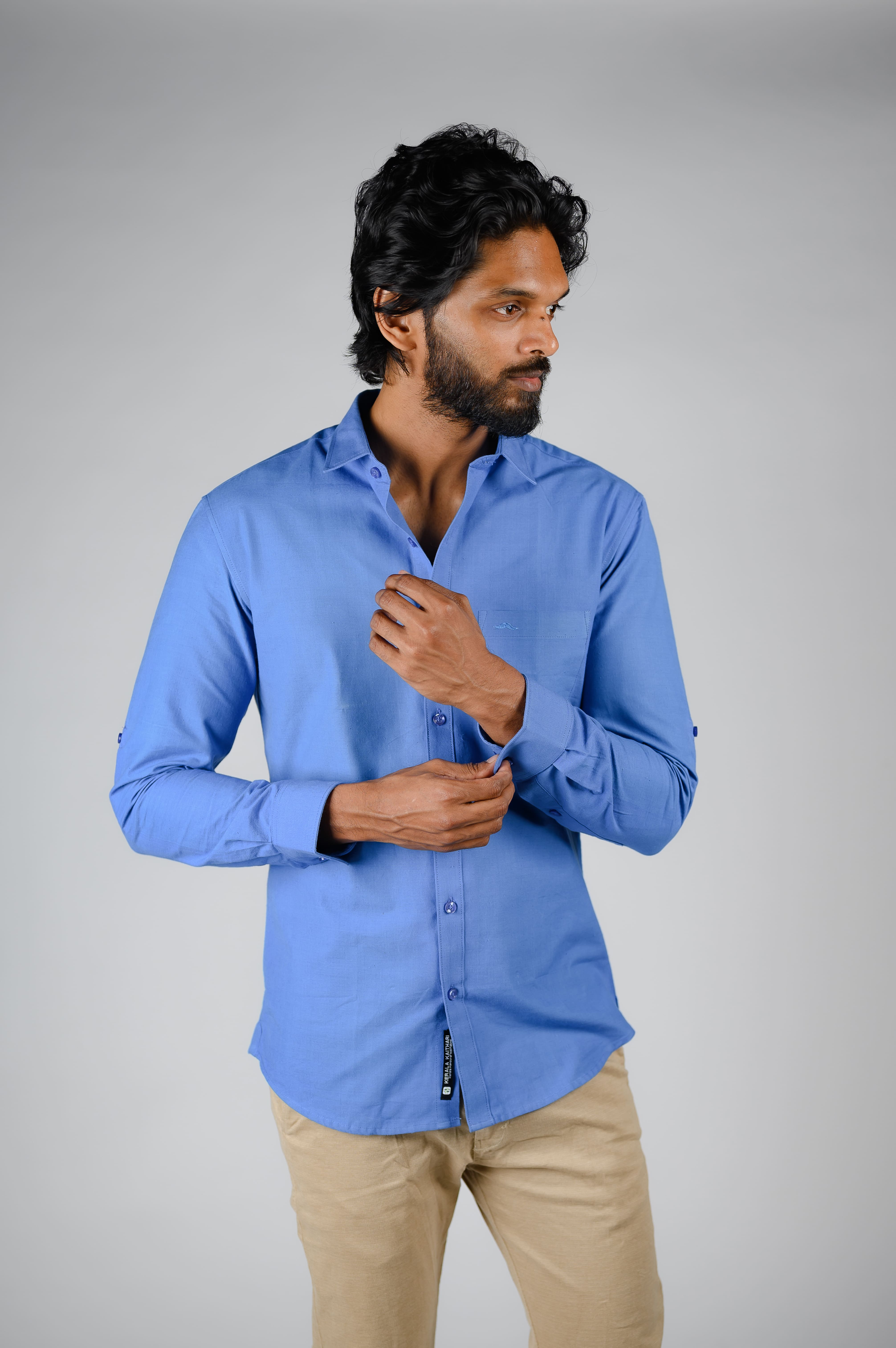Commando Mens Cotton Solid Slim Fit Full Sleeve Sh...
