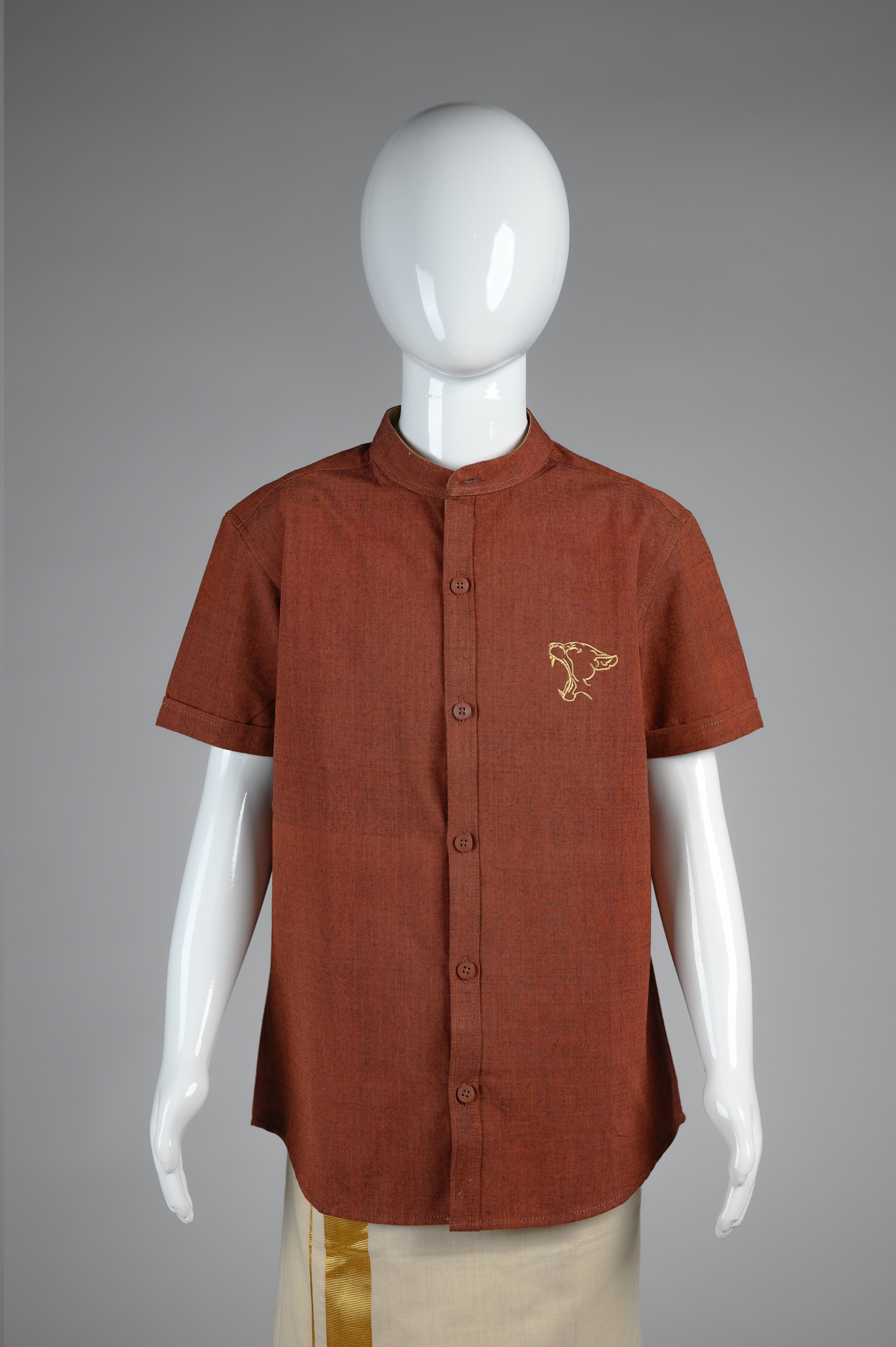 Junior Commando Boys Cotton Solid Half Sleeve Shir...