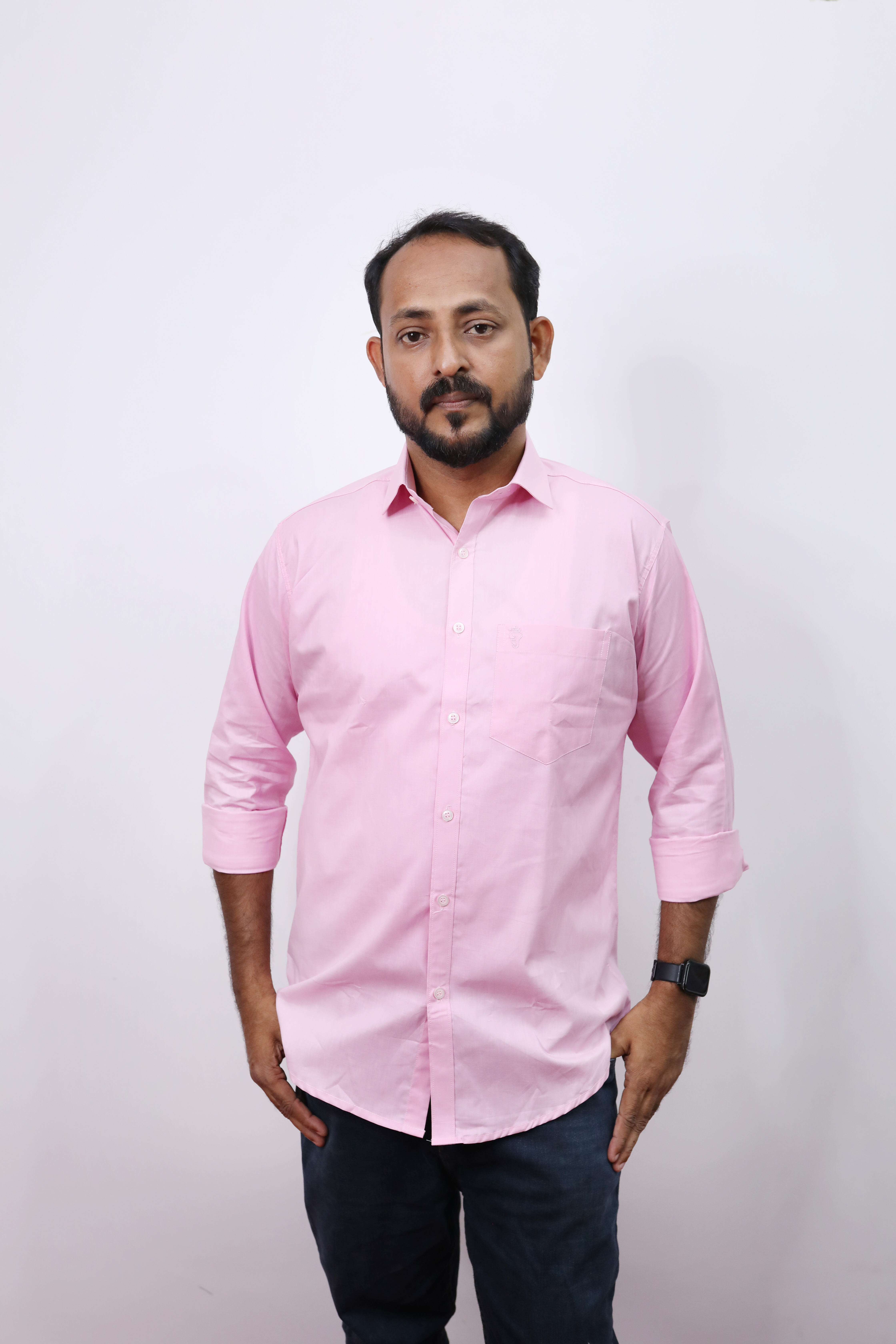 Pure Cotton Plain Full Sleeve Shirt Rose