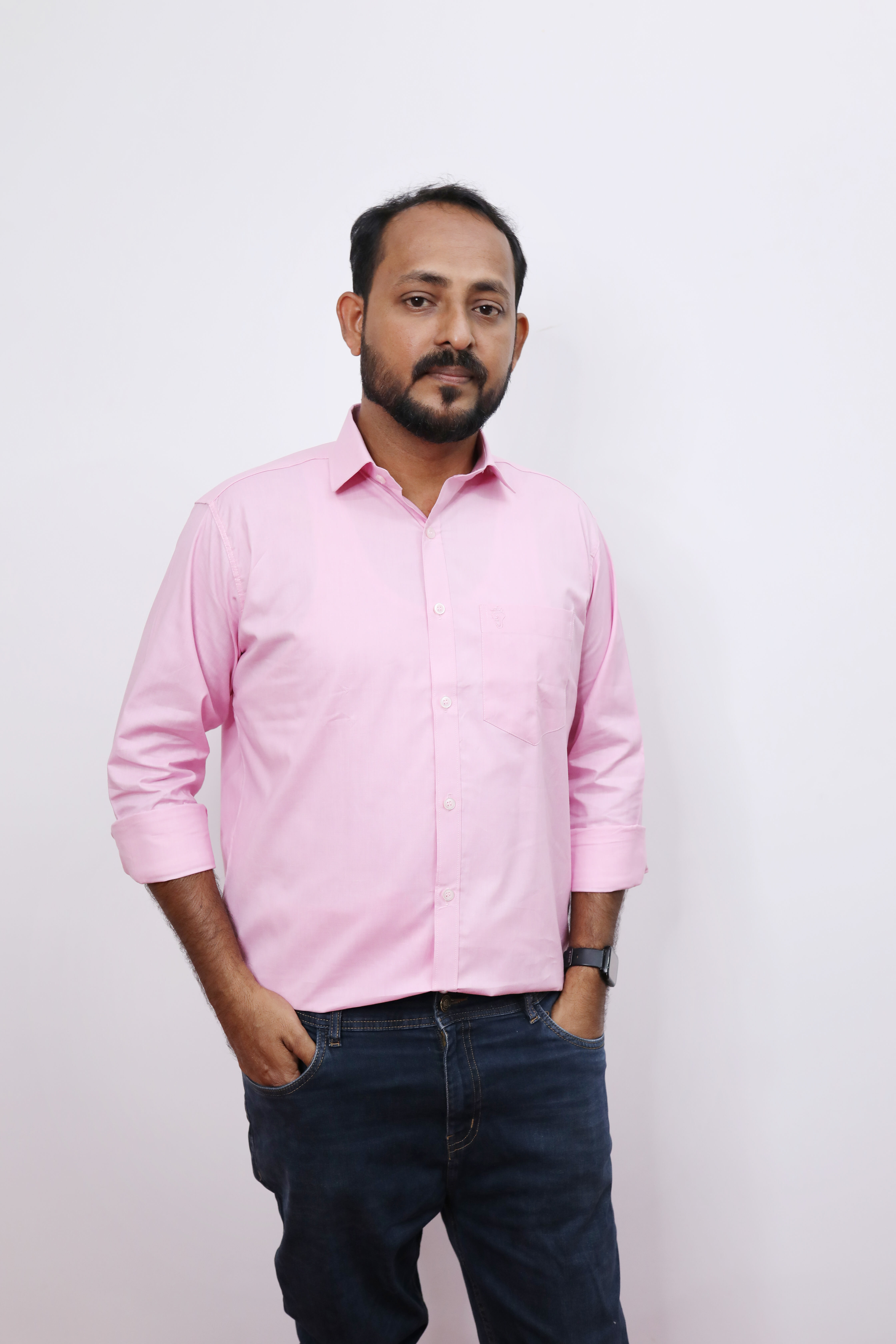 Pure Cotton Plain Full Sleeve Shirt Rose