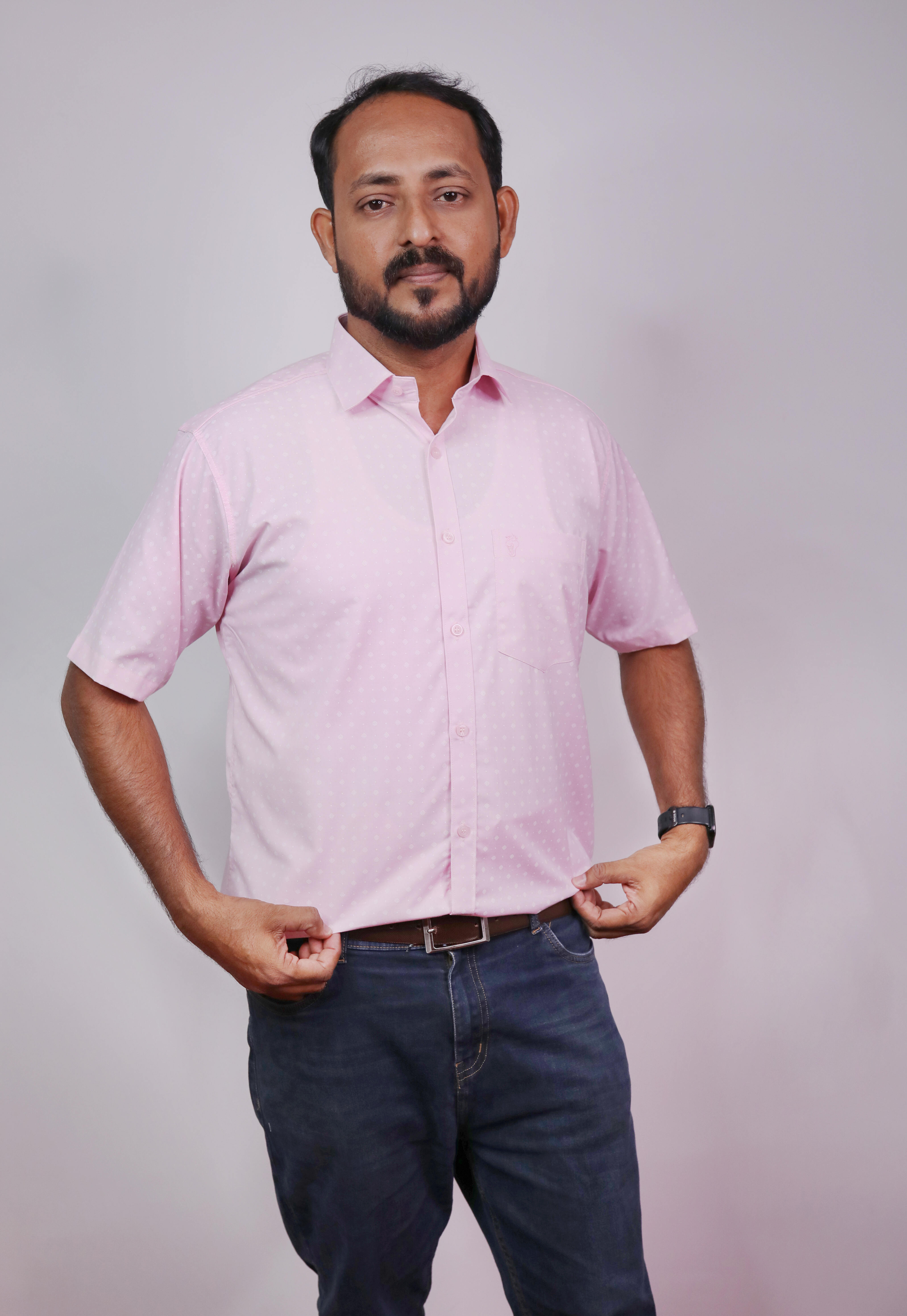 Trendy Printed Cotton Blended Shirts Half Sleeve Rose Printed