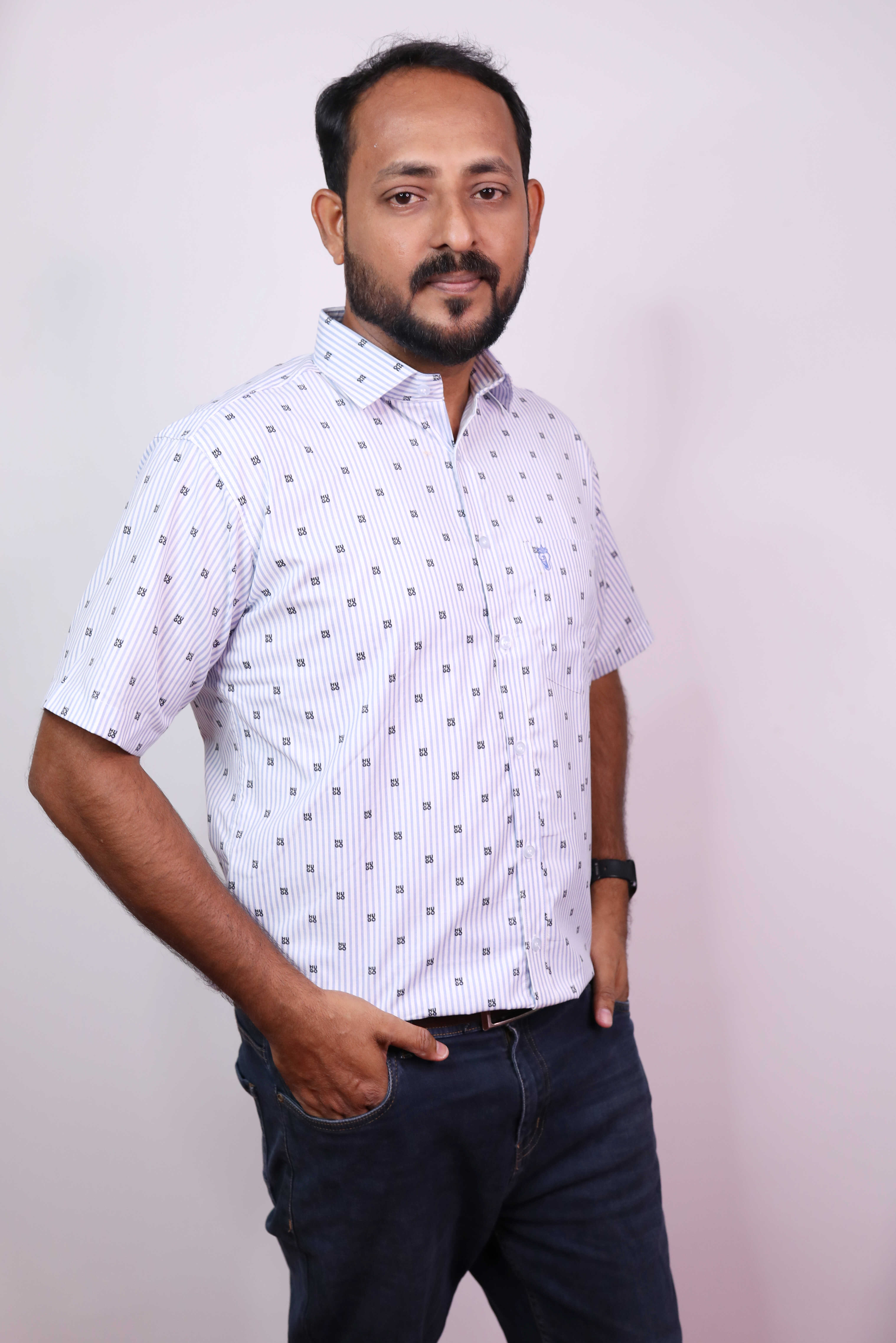 Trendy Printed Cotton Blended Shirts Half Sleeve H...