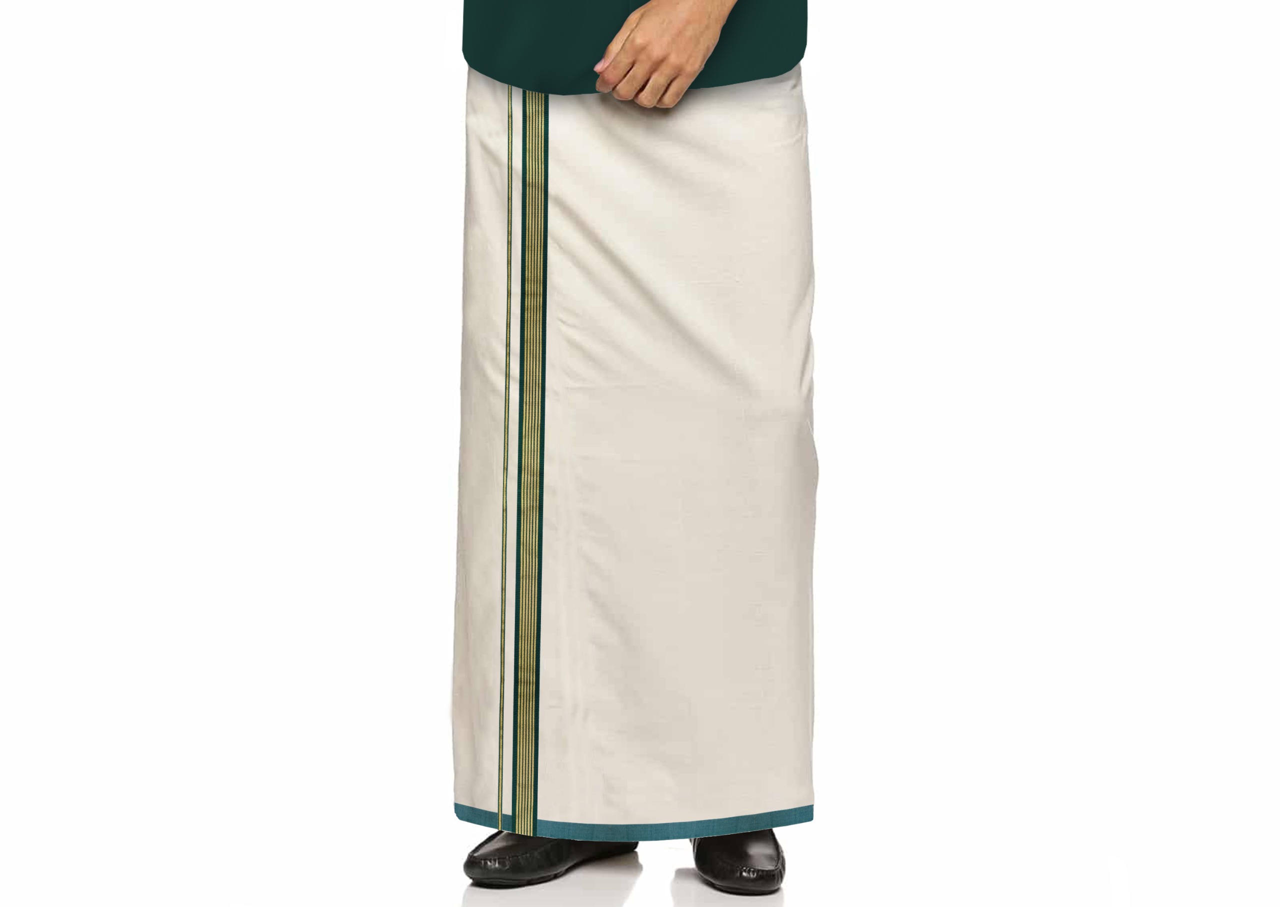 Handloom Mens Double Dhothy Bottle Green
