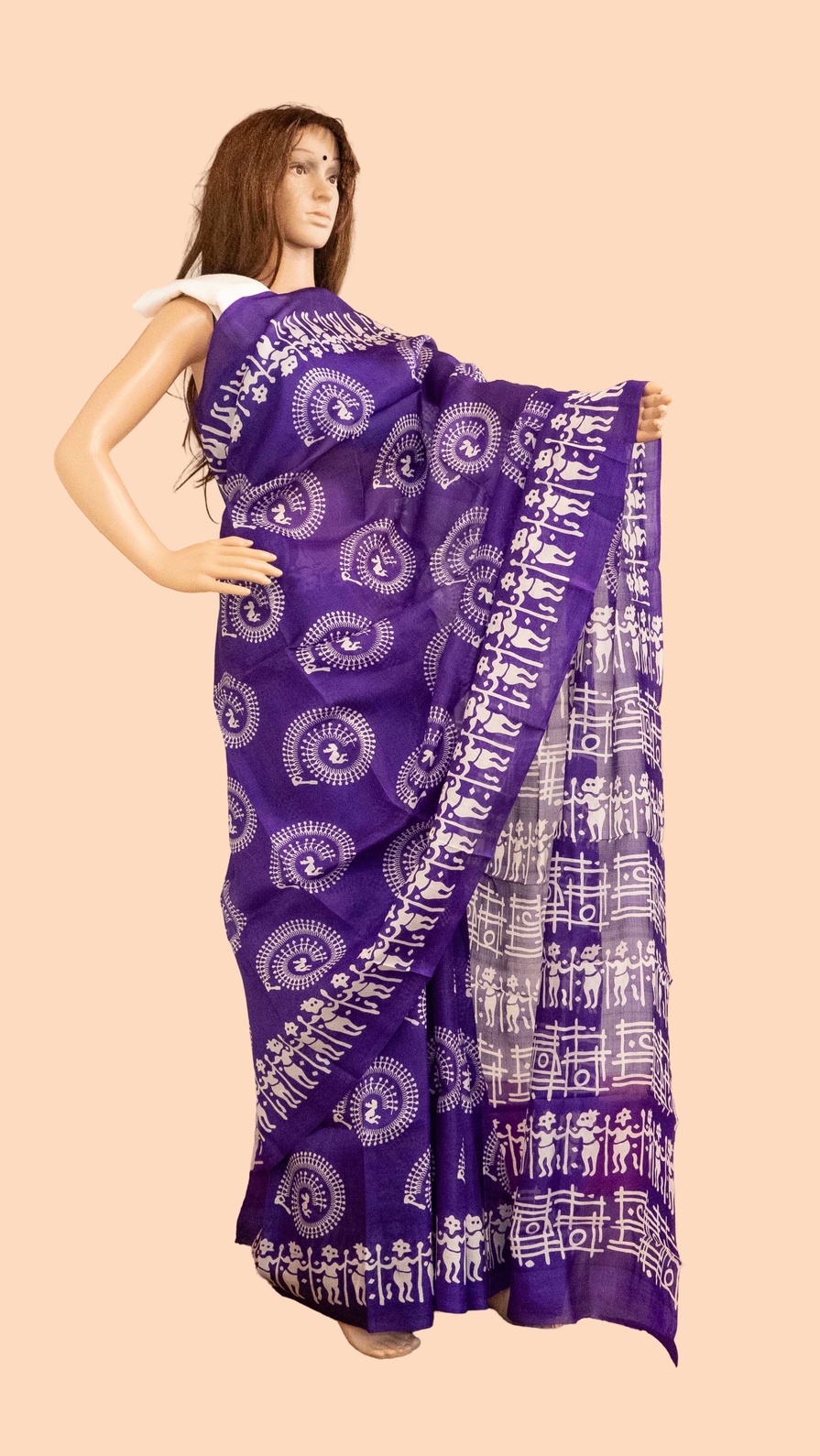 Printed silk- Warli printed saree