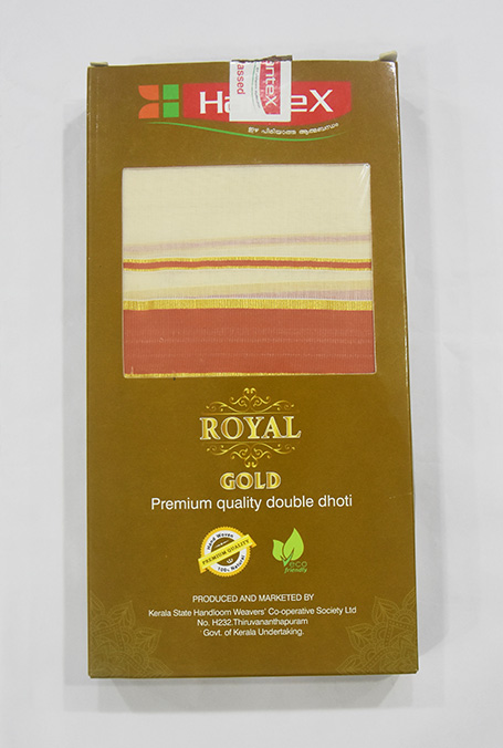 Dhoti (White and Orange)