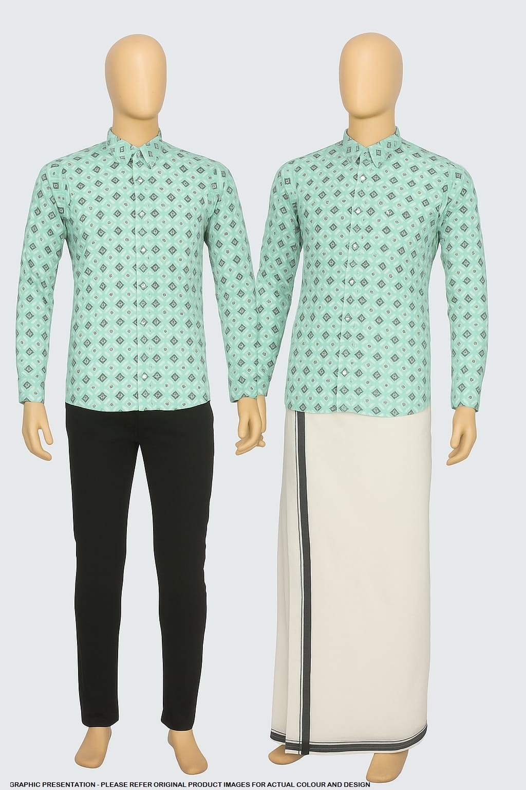 100% Cotton Printed Shirts Green